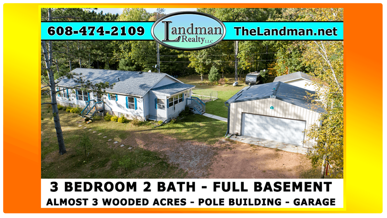 3 Bedroom, 2 Bath Home, Full Basement, Garage & Pole Building on Acreage